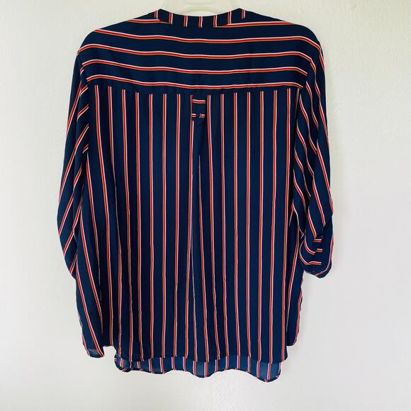 Torrid Navy Red Stripes Half Buttondown Shirt size 2X - Picture 9 of 12